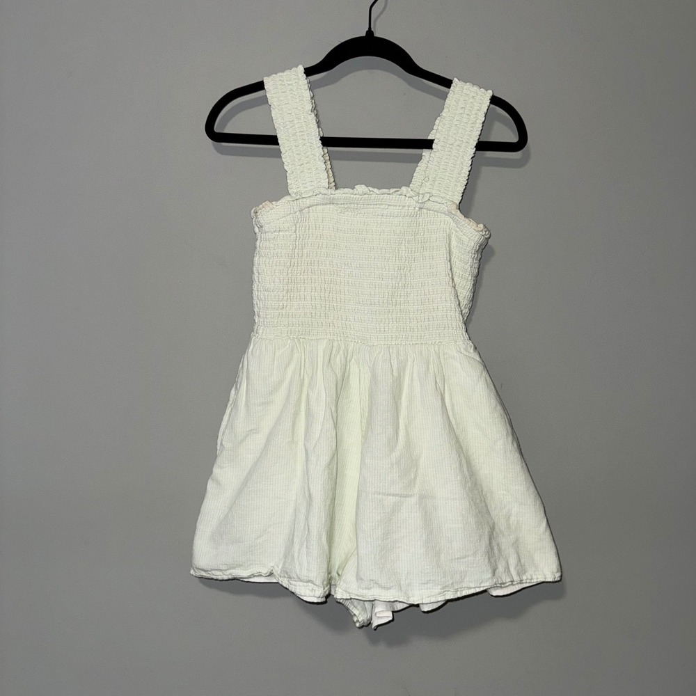 American Eagle Mint Green Seersucker Smocked Romper Sleeveless Size M